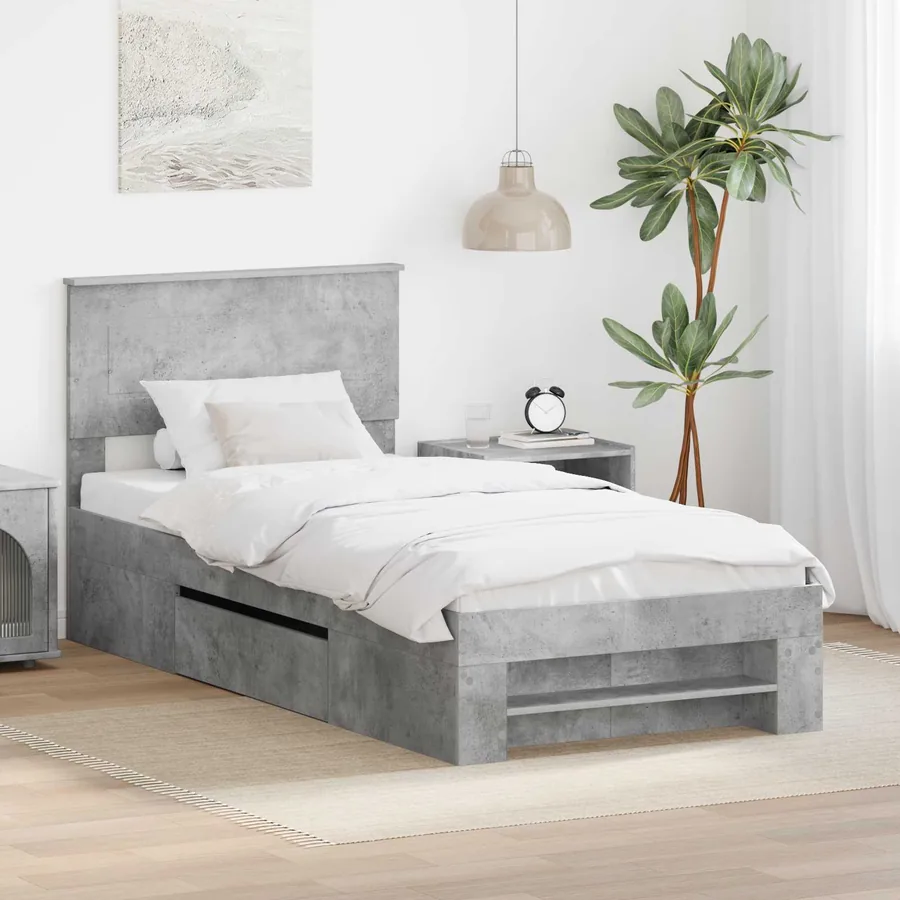 Cadre de lit Gris béton 80 x 200 cm Bois d'ingénierie