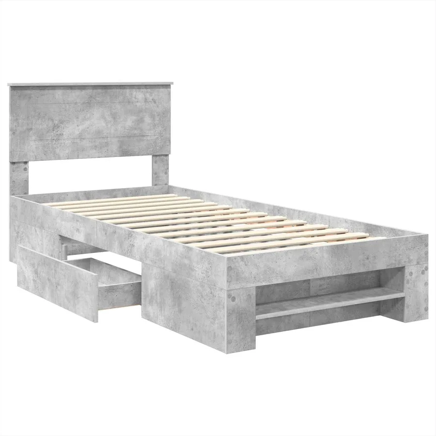 Cadre de lit Gris béton 80 x 200 cm Bois d'ingénierie - 5