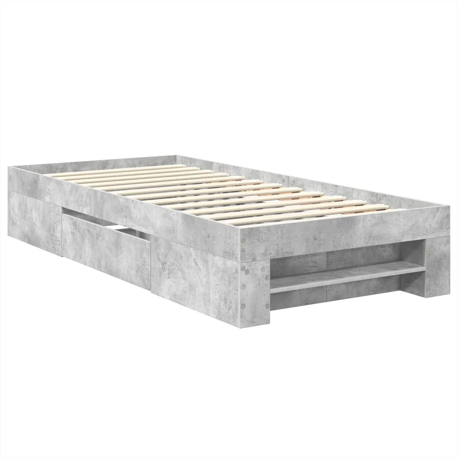 Cadre de lit Gris béton 80 x 200 cm Bois d'ingénierie - 6