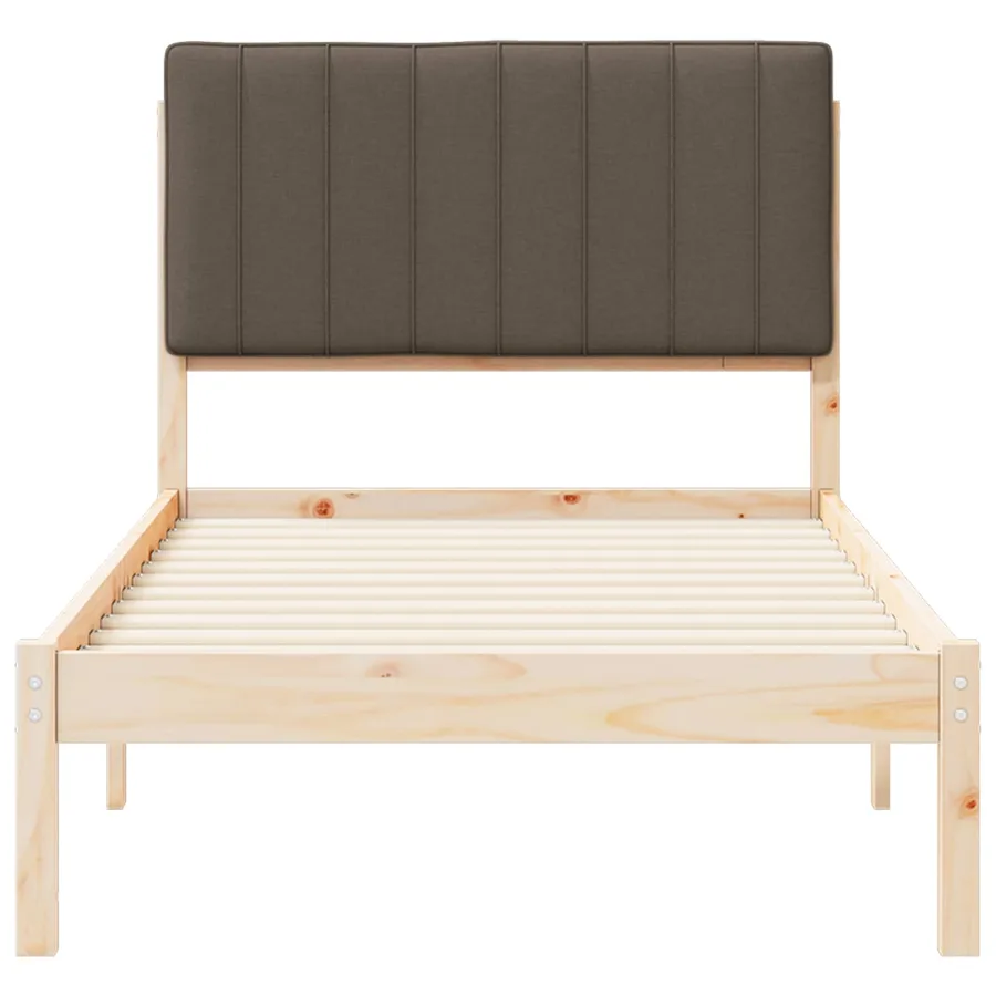 Cadre de lit avec tête de lit rembourrée Naturel et Taupe - 5