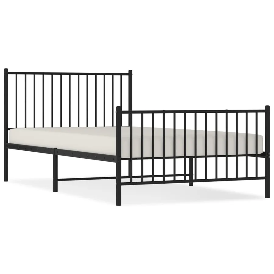 Cadre de lit métal sans matelas avec pied de lit noir 107x203cm - 2