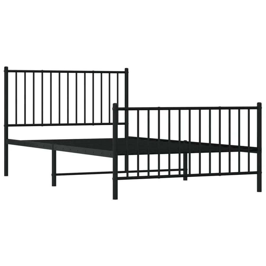 Cadre de lit métal sans matelas avec pied de lit noir 107x203cm - 3