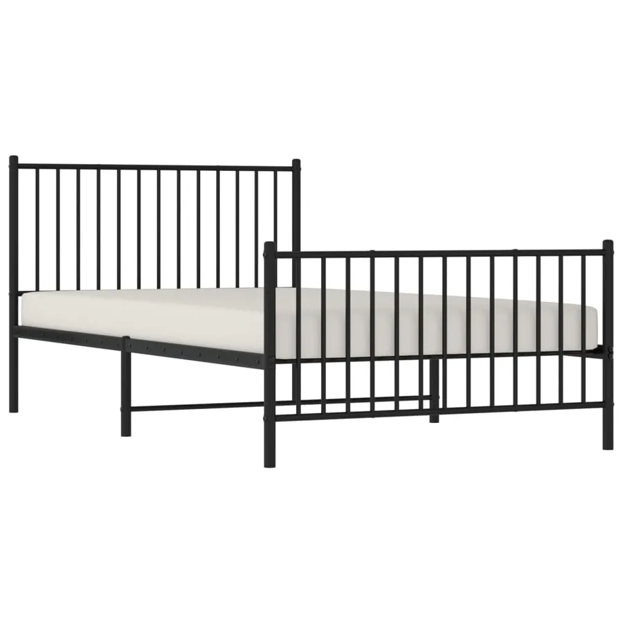 Cadre de lit métal sans matelas avec pied de lit noir 107x203cm - 4