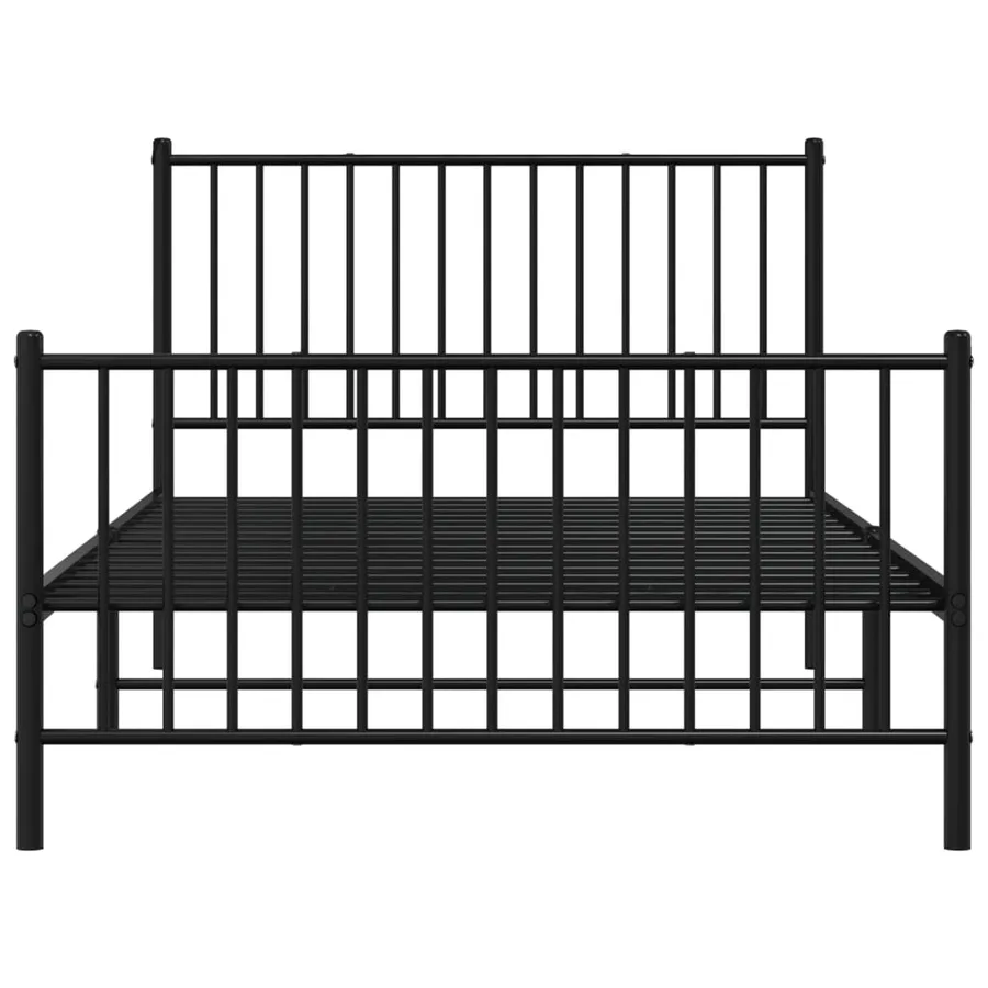 Cadre de lit métal sans matelas avec pied de lit noir 107x203cm - 5