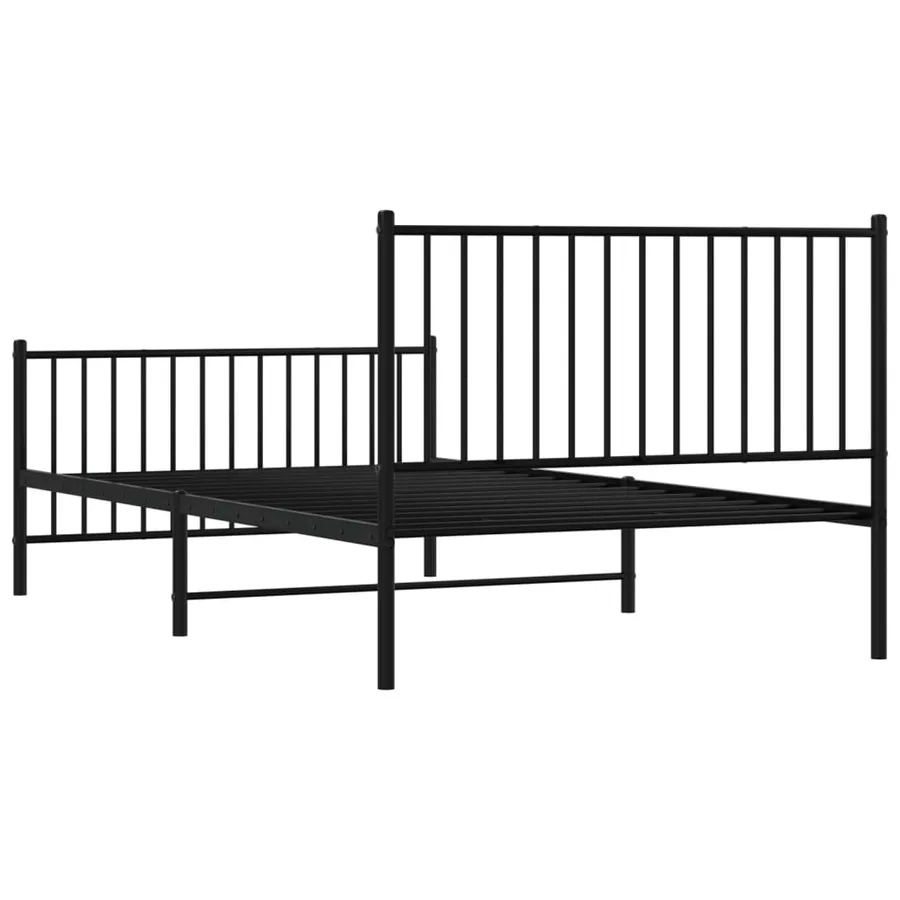 Cadre de lit métal sans matelas avec pied de lit noir 107x203cm - 7