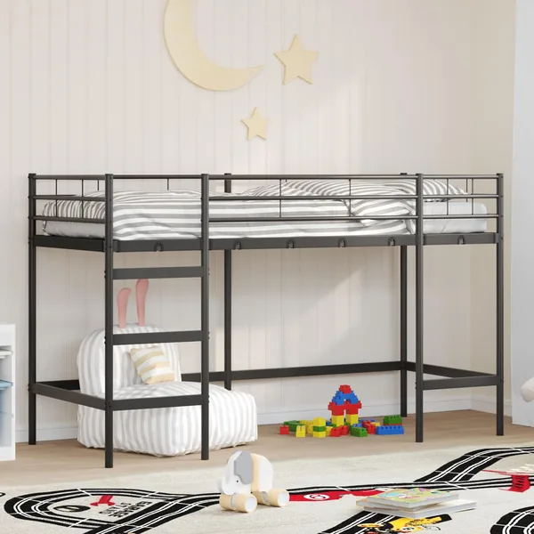 Lit mezzanine pour enfants Uni Noir 75 x 190 cm Acier