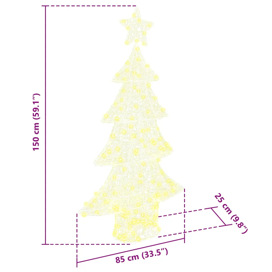 Sapin de Noël avec 160 LED Blanc chaud 150 cm Acrylique - 8