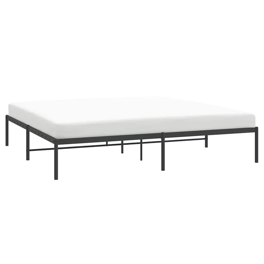 Cadre de lit métal sans matelas noir 193x203 cm - 5