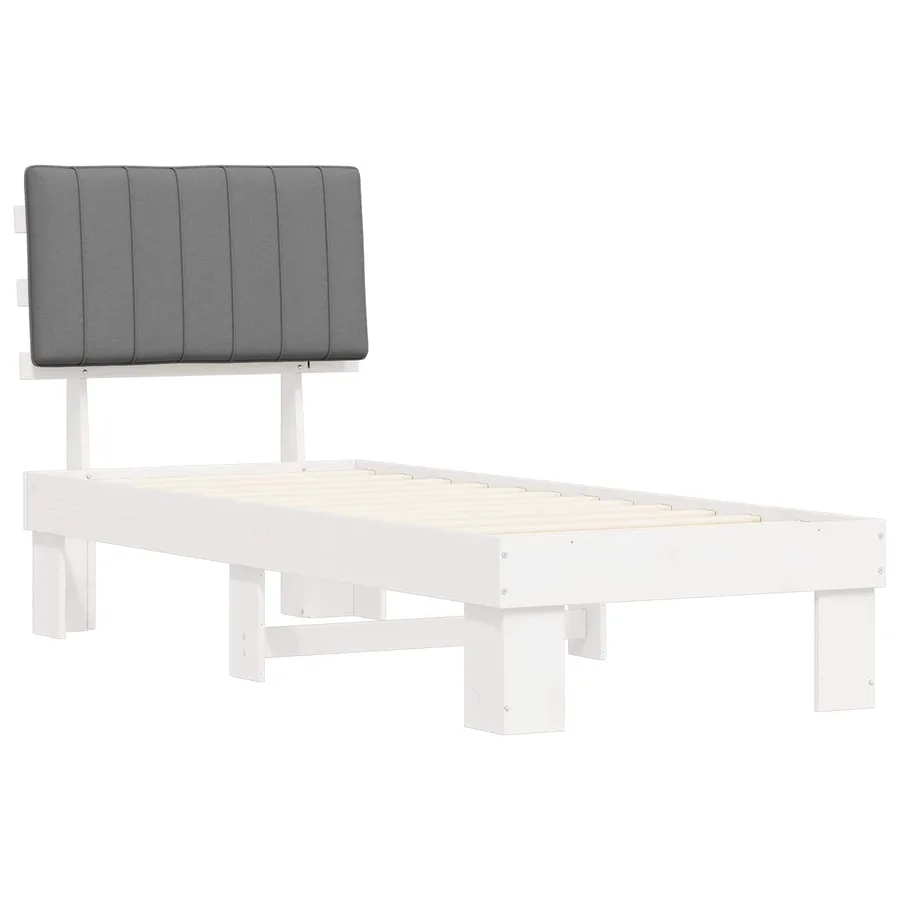 Cadre de lit avec tête de lit rembourrée Gris clair 75 x 190 cm - 4