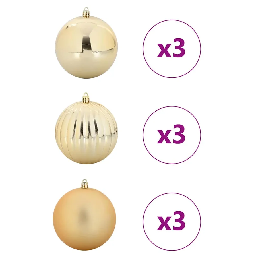 Ensemble de Boules de Noël XL 9 pcs Doré Ø 15 cm Plastique LED - 3