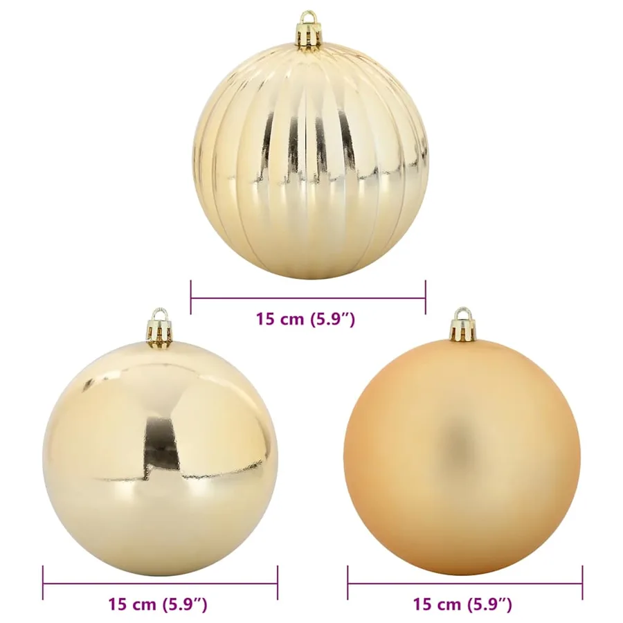 Ensemble de Boules de Noël XL 9 pcs Doré Ø 15 cm Plastique LED - 5