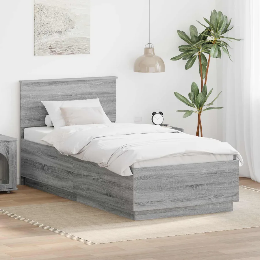 Cadre de lit Gris Sonoma 70 x 190 cm Bois d'ingénierie