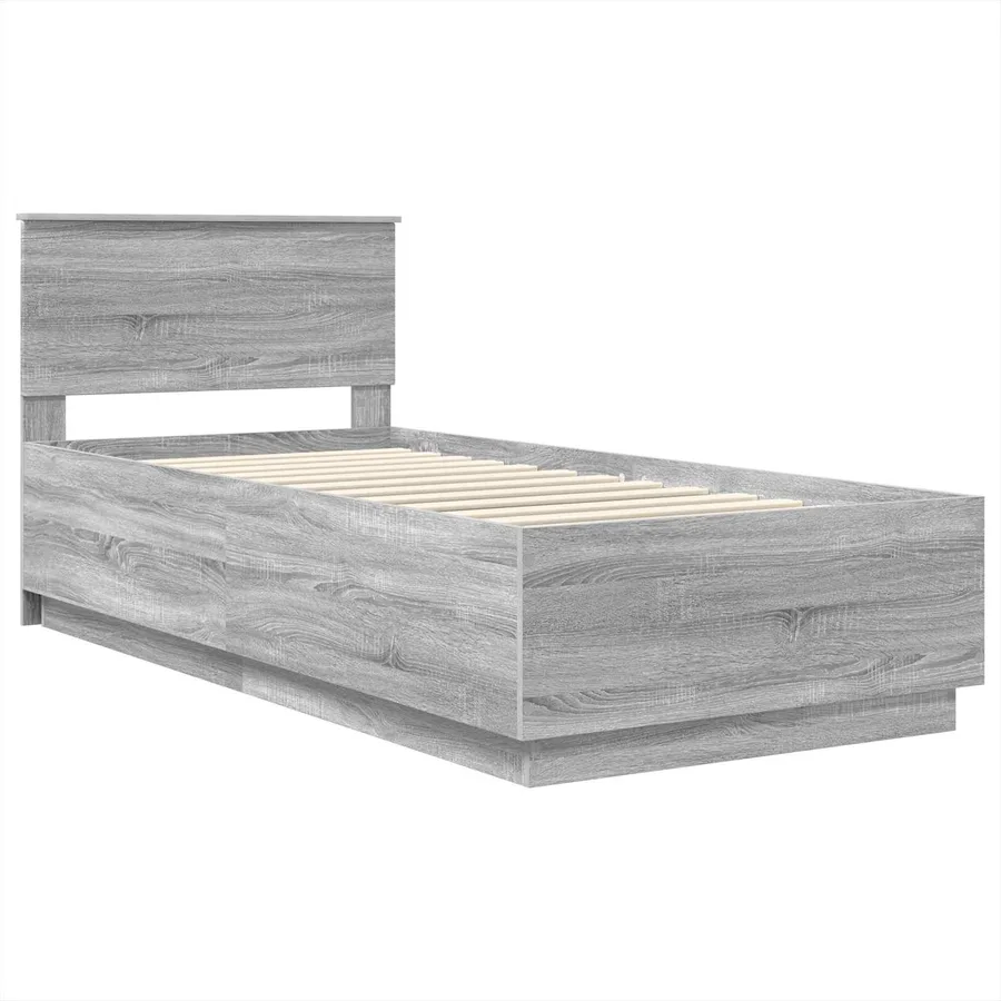 Cadre de lit Gris Sonoma 70 x 190 cm Bois d'ingénierie - 5