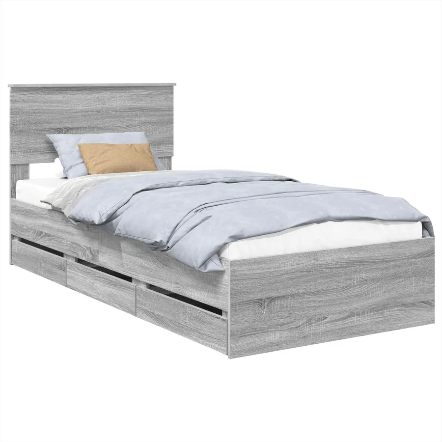 Cadre de lit Gris Sonoma 75 x 190 cm Bois Ingénierie - 2