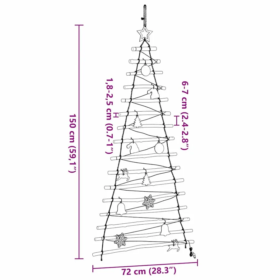 Sapin de Noël avec 80 LED Naturel 150 cm frêne massif - 10
