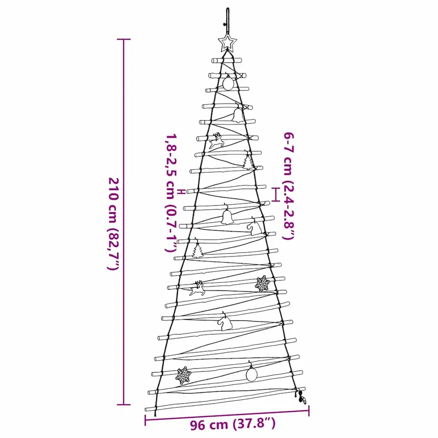 Sapin de Noël avec 130 LED Naturel 210 cm frêne massif - 8