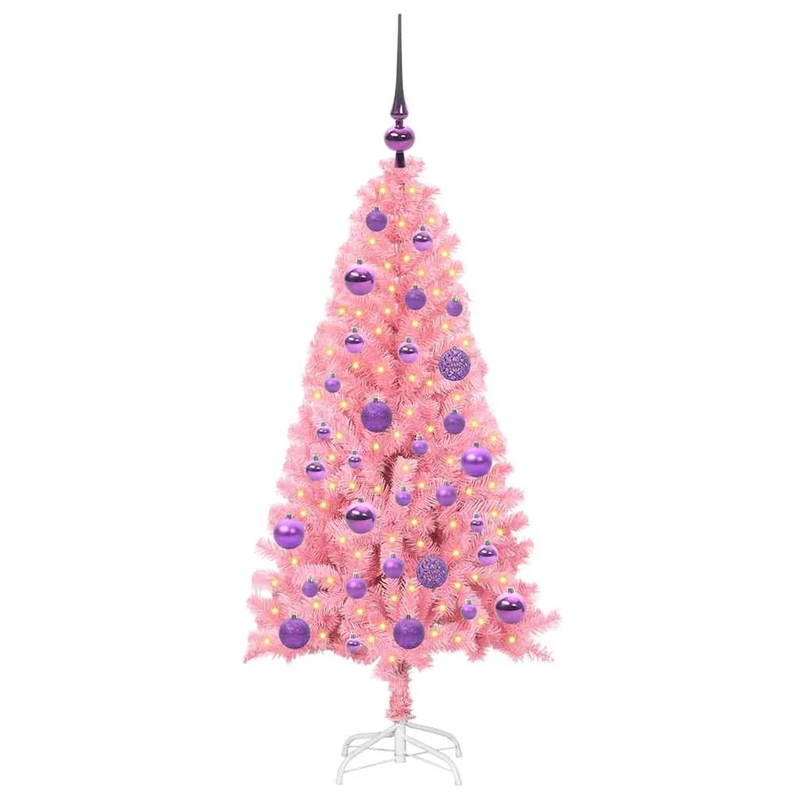 Sapin de Noël avec 150 LED avec support Rose 120 cm PVC - 3