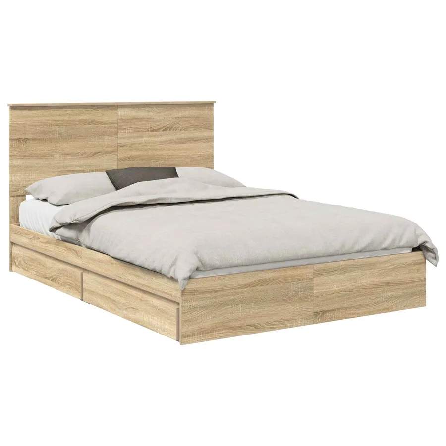 Lit de Rangement Chêne Sonoma 140 x 190 cm Bois d'ingénierie - 2