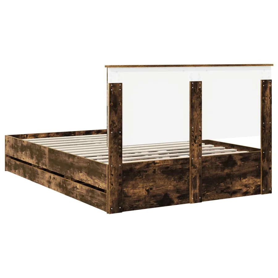 Cadre de lit Chêne fumé 140 x 190 cm Bois Ingénierie - 10