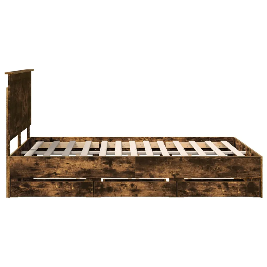Cadre de lit Chêne fumé 140 x 190 cm Bois Ingénierie - 9