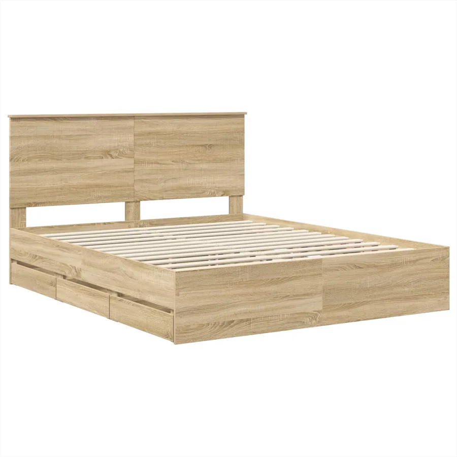Cadre de lit Chêne Sonoma 160 x 200 cm Bois Ingénierie - 4