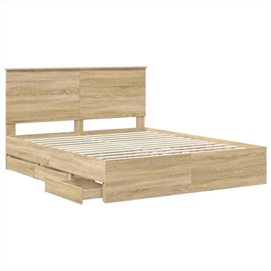 Cadre de lit Chêne Sonoma 160 x 200 cm Bois Ingénierie - 5