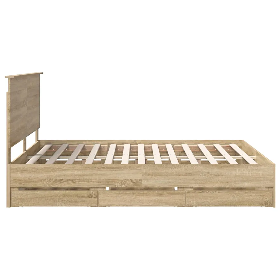 Cadre de lit Chêne Sonoma 160 x 200 cm Bois Ingénierie - 9