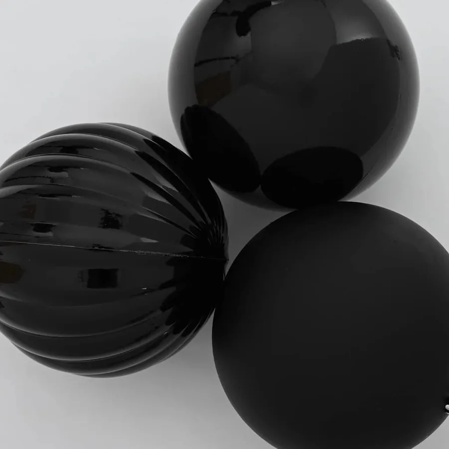 Ensemble de Boules de Noël XL 9 pcs Noir Ø 15 cm Plastique LED - 4