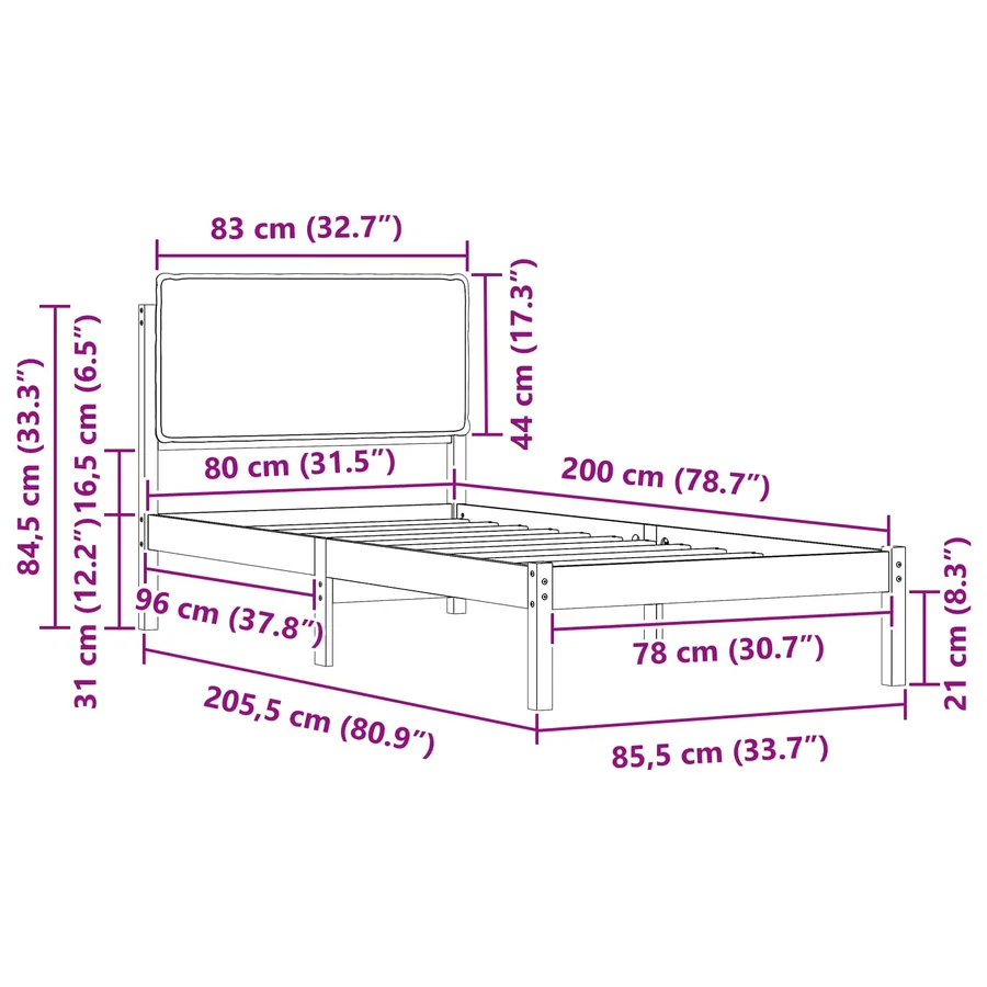 Cadre de lit avec tête de lit rembourrée Gris clair 80 x 200 cm - 11