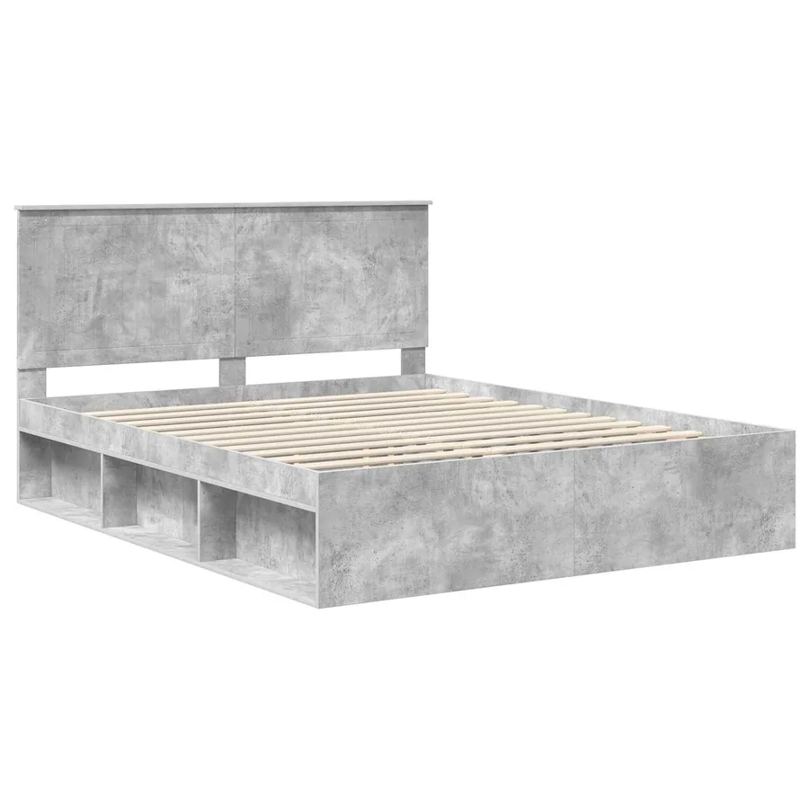 Cadre de lit Béton 160 x 200 cm Bois de pin massif - 4