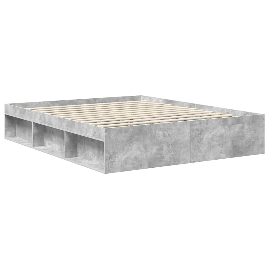 Cadre de lit Béton 160 x 200 cm Bois de pin massif - 5