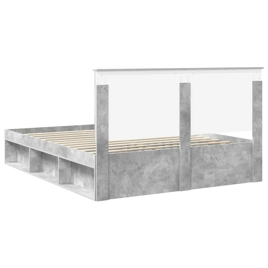 Cadre de lit Béton 160 x 200 cm Bois de pin massif - 9