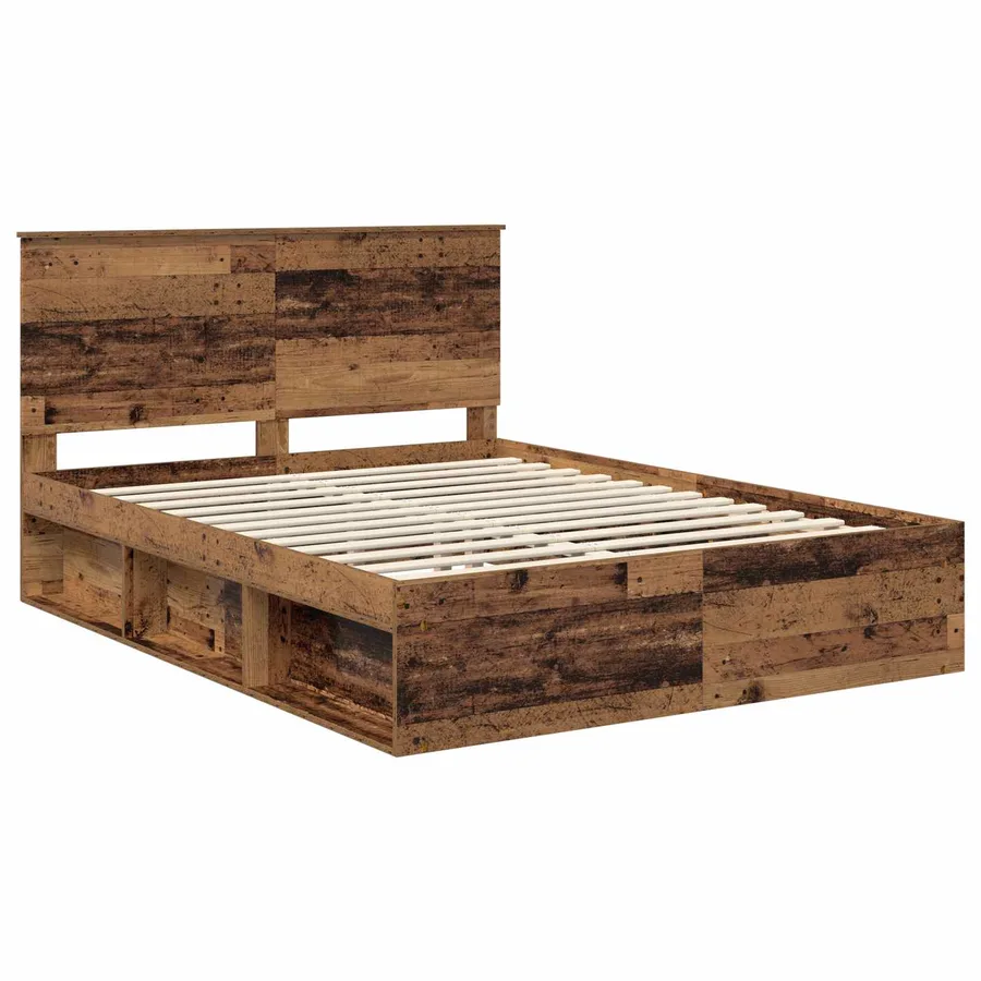 Cadre de lit Bois ancien 150 x 200 cm Bois de pin massif - 4