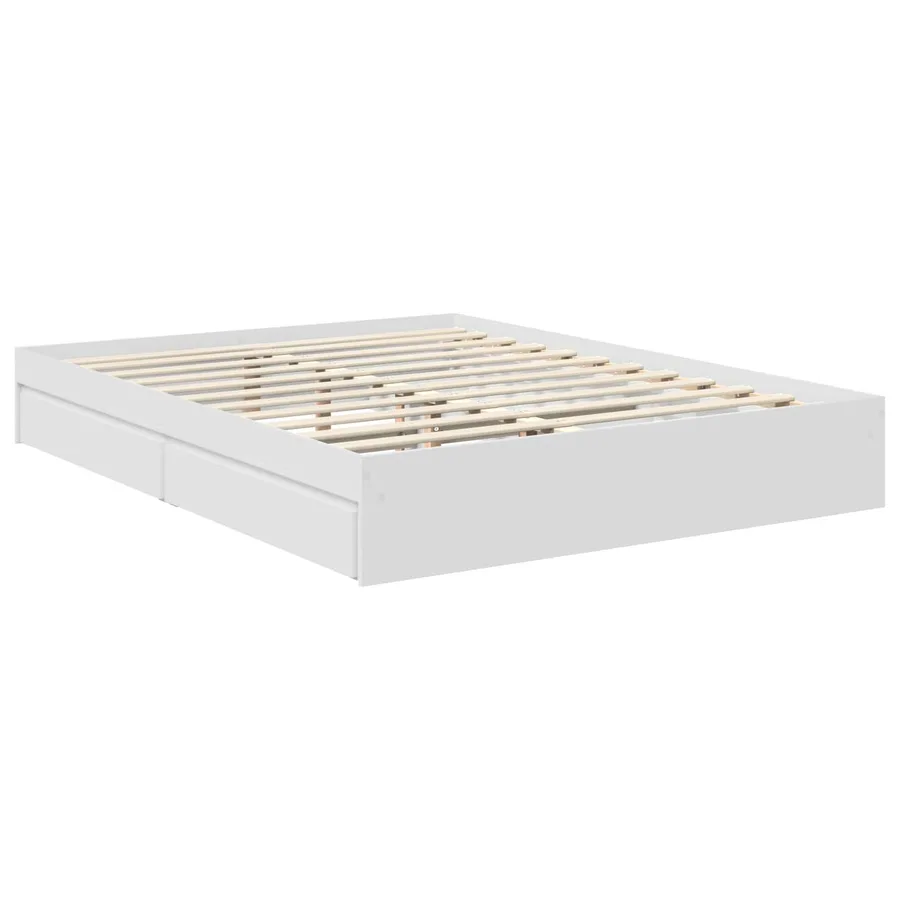 Lit de Rangement Blanc 160 x 200 cm Bois d'ingénierie - 6