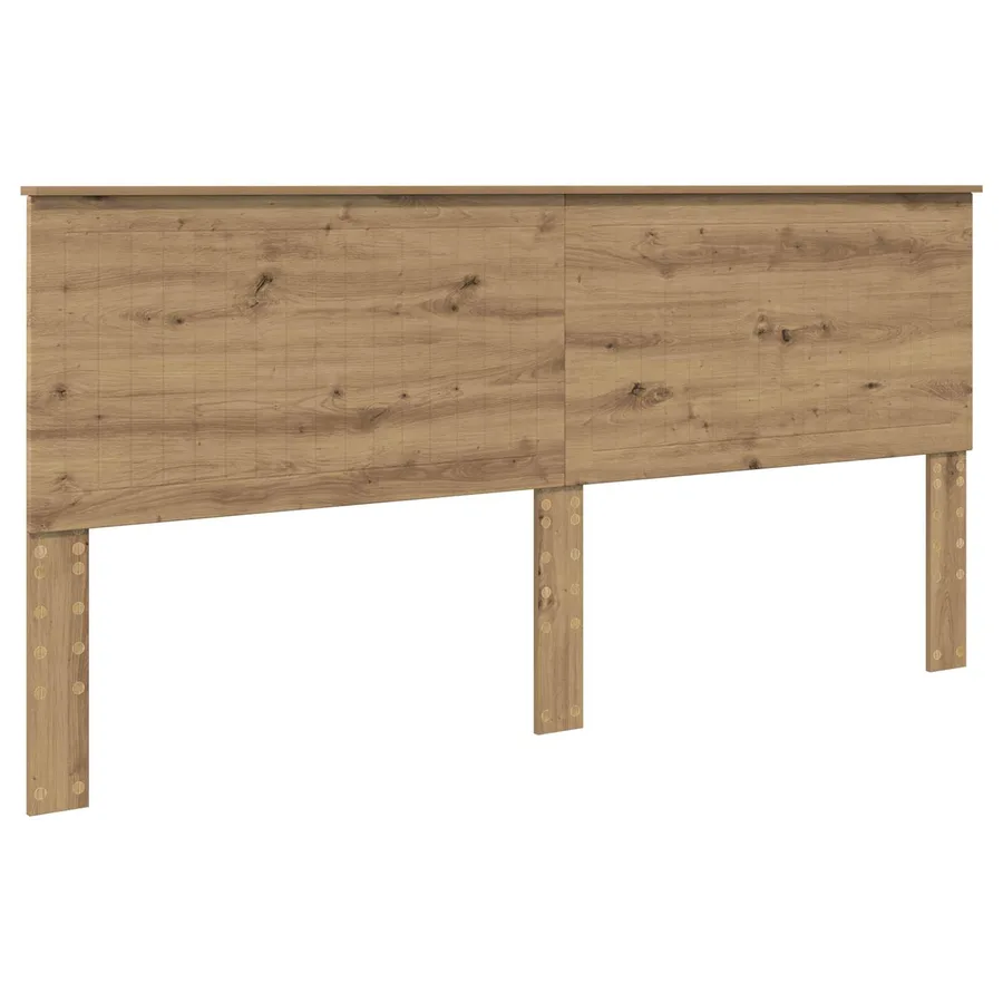 Cadre de lit Chêne artisan 200 x 200 cm Bois de pin massif - 6
