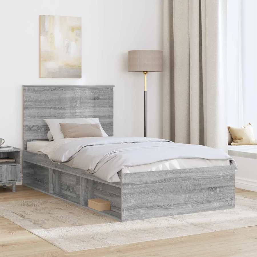 Cadre de lit Gris Sonoma 100 x 200 cm Bois de pin massif - 3