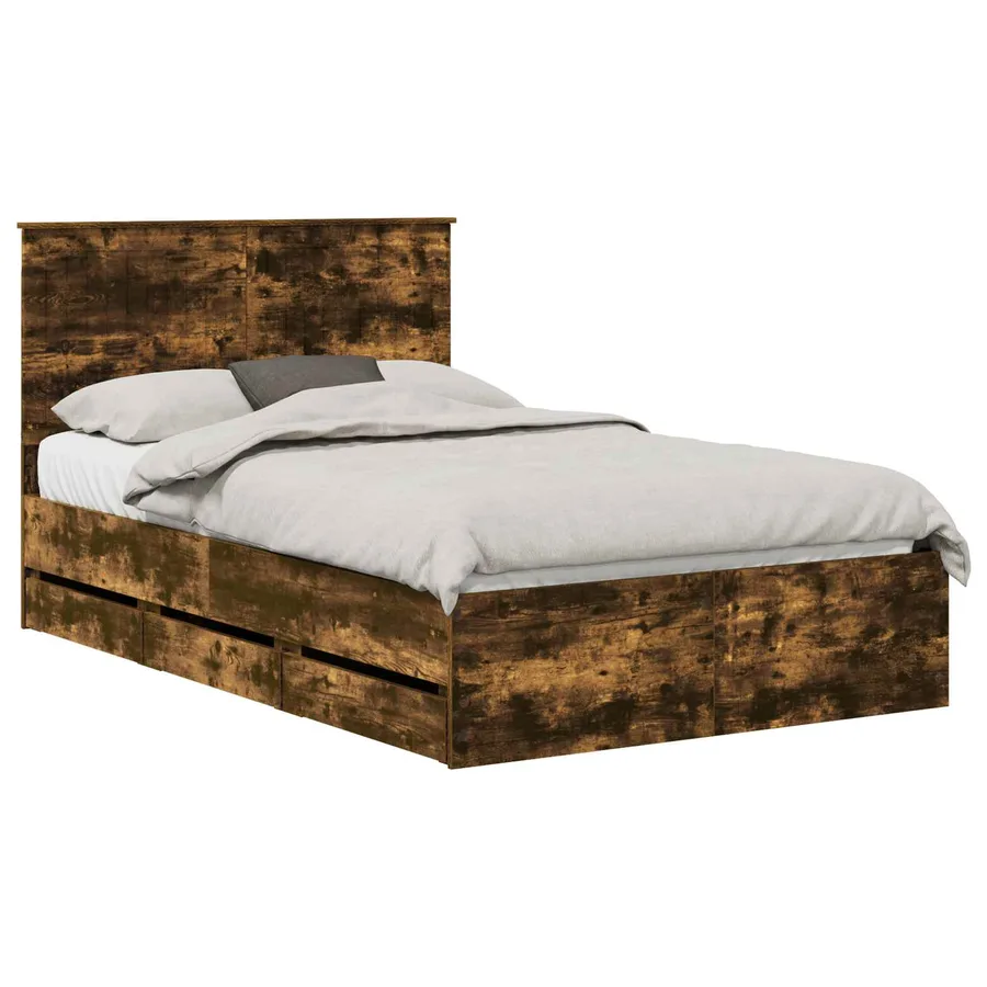 Cadre de lit Chêne fumé 120 x 200 cm Bois Ingénierie - 2