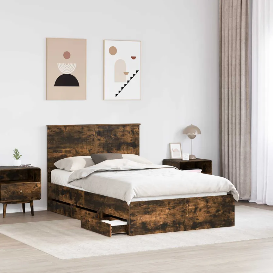 Cadre de lit Chêne fumé 120 x 200 cm Bois Ingénierie - 3