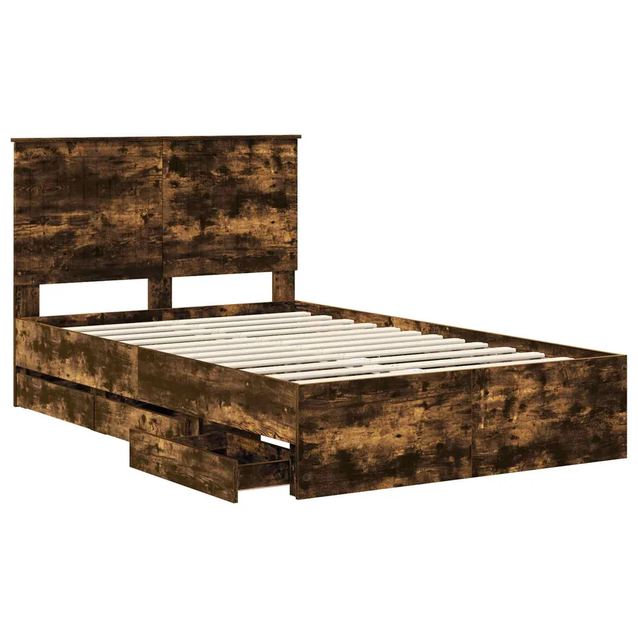 Cadre de lit Chêne fumé 120 x 200 cm Bois Ingénierie - 5