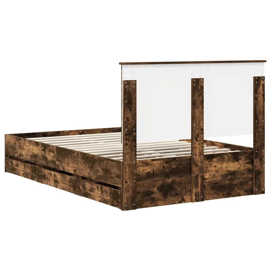 Cadre de lit Chêne fumé 120 x 200 cm Bois Ingénierie - 8