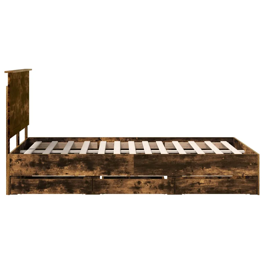 Cadre de lit Chêne fumé 120 x 200 cm Bois Ingénierie - 9