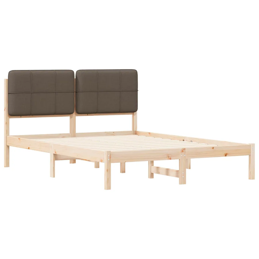 Cadre de lit avec tête de lit rembourrée Taupe 135 x 190 cm - 4