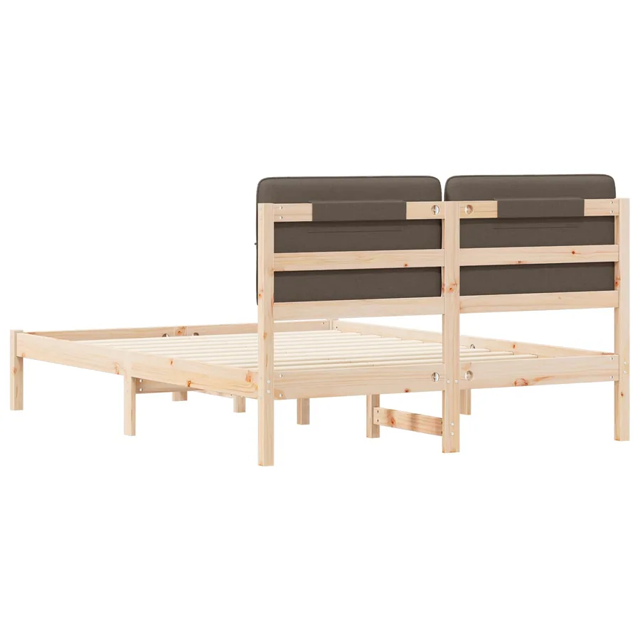 Cadre de lit avec tête de lit rembourrée Taupe 135 x 190 cm - 7