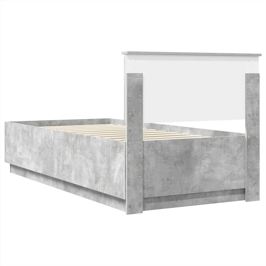 Cadre de lit Gris béton 90 x 200 cm Bois d'ingénierie - 8