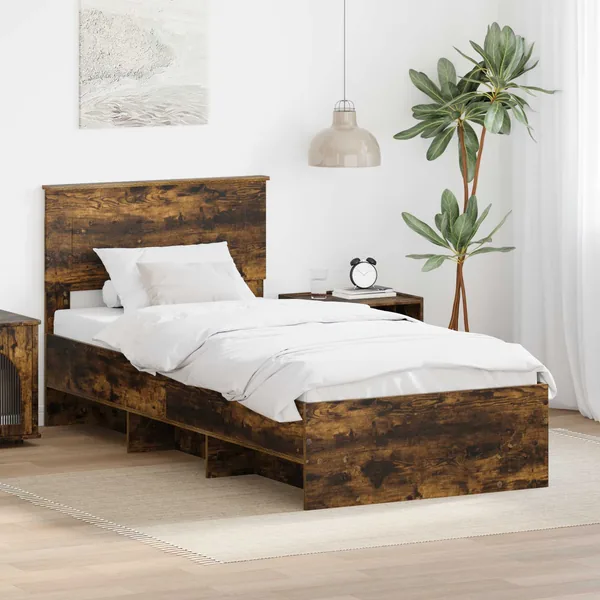 Cadre de lit Chêne fumé 90 x 200 cm Bois d'ingénierie