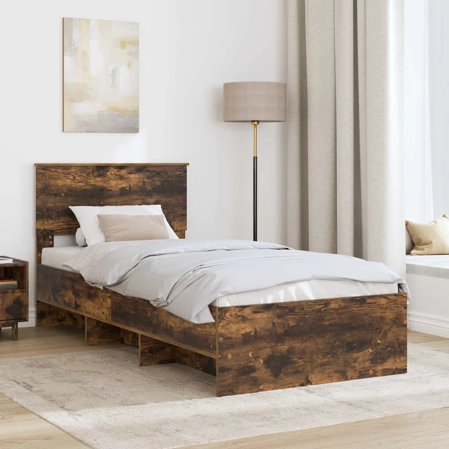 Cadre de lit Chêne fumé 90 x 200 cm Bois d'ingénierie - 3