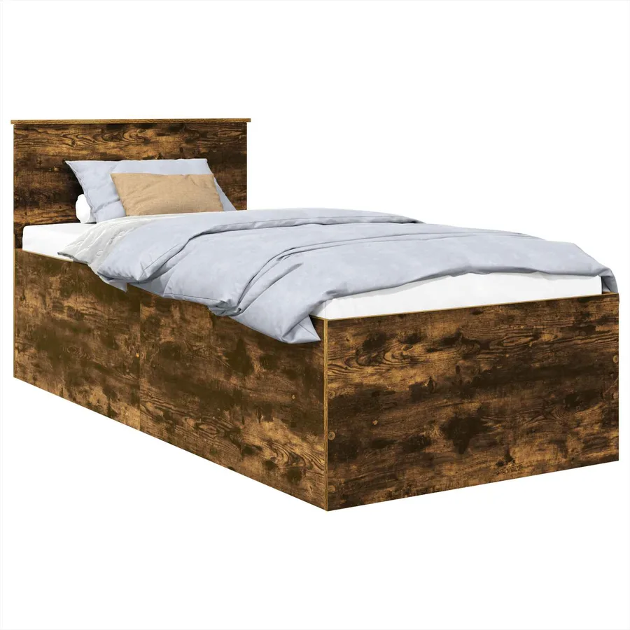 Cadre de lit Chêne fumé 90 x 200 cm Bois d'ingénierie - 2