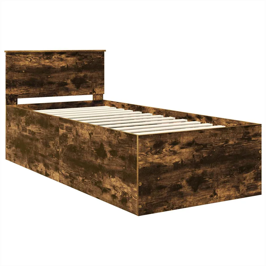 Cadre de lit Chêne fumé 90 x 200 cm Bois d'ingénierie - 4
