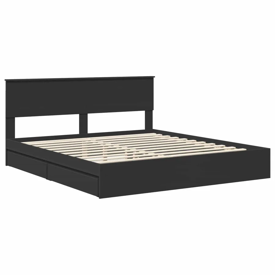 Lit de Rangement Noir 200 x 200 cm Bois d'ingénierie - 4
