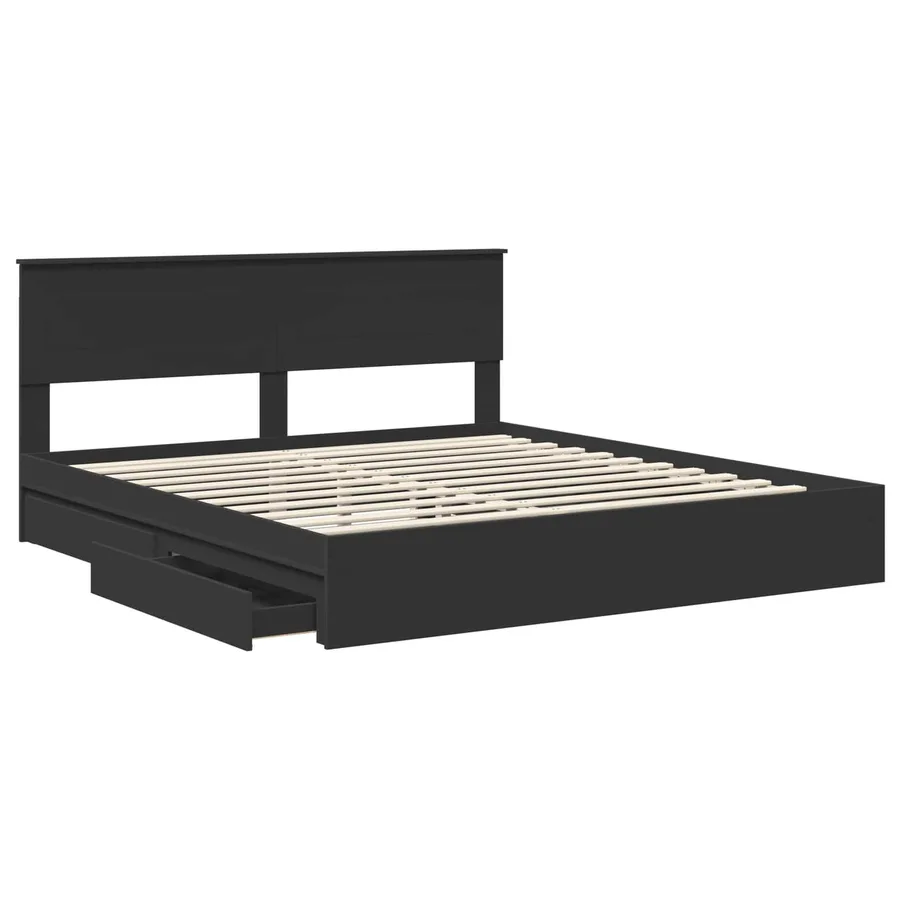 Lit de Rangement Noir 200 x 200 cm Bois d'ingénierie - 5